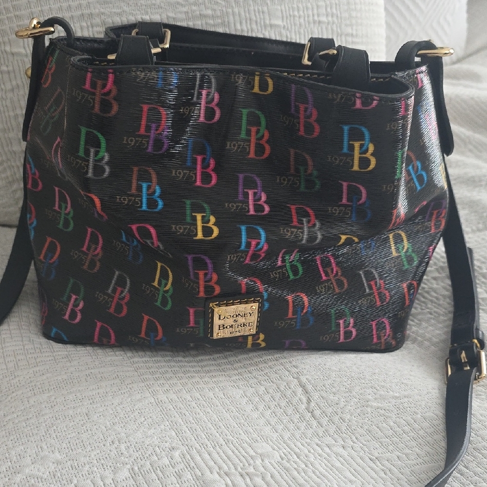 Dooney & Bourke Black Multicolor Logo Shoulder Bag